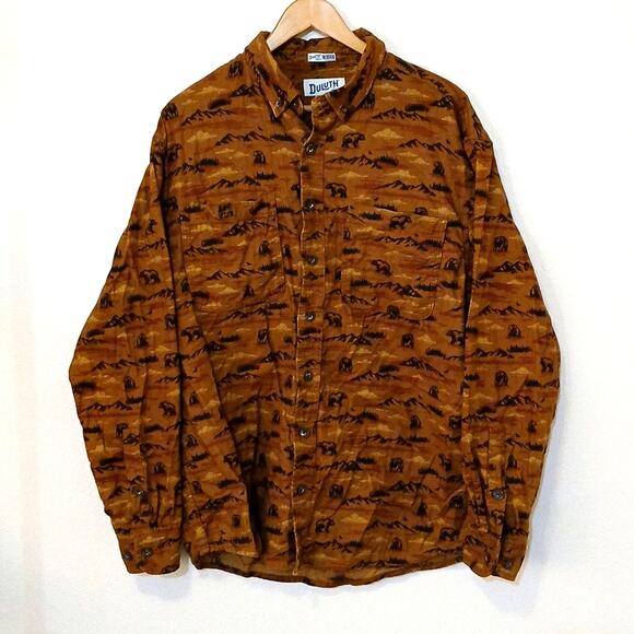 Duluth free swingin flannel untucked shirt in bourbon brown bears - Picture 1 of 5